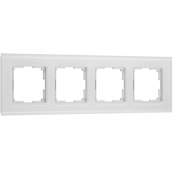 фото Рамка из стекла на 4 поста Senso белый soft-touch W0043101