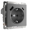 фото Розетка с заземлением, шторками и USB тип A+C (графит матовый) W1171764