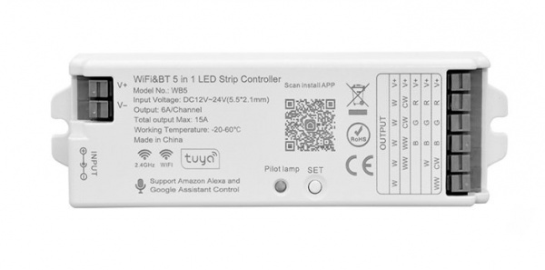Контроллер 12В/24В max 15A для LED ленты 1Х/CW/RGB/RGBW/RGBCW, белый Lightstar 424485