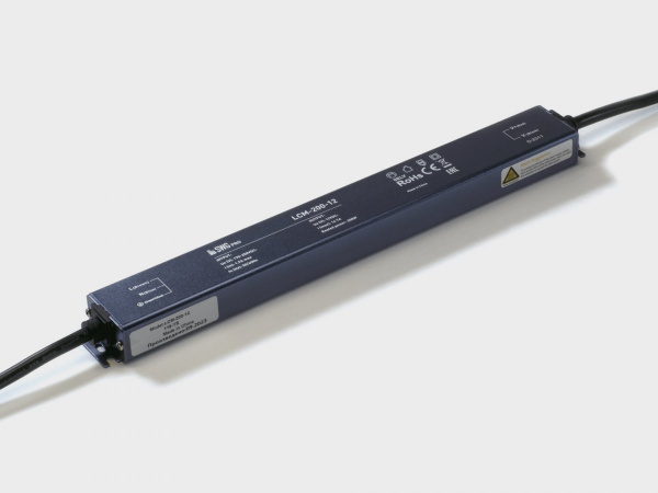 Блок питания сверхтонкий черный SWG, 200Вт, 12В, IP67, LCM-200-12