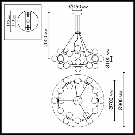 фото Подвесной светильник белый/стекло/металл IP20 G9 24*5W 220-240V MAGIA MIDCENT, арт. 7109/24
