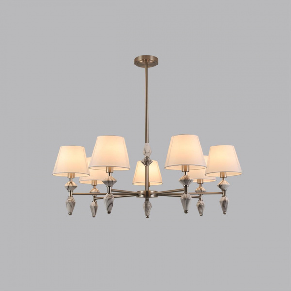 фото Никель/белый/серый, металл/керамика/ткань Люстра Е14 7*40W 220V VERMONT CLASSI, арт. 8274/7