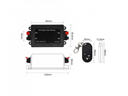 фото Диммер SWG для ленты с брелоком 8А 12V/24V, RF-DIM-3-8A
