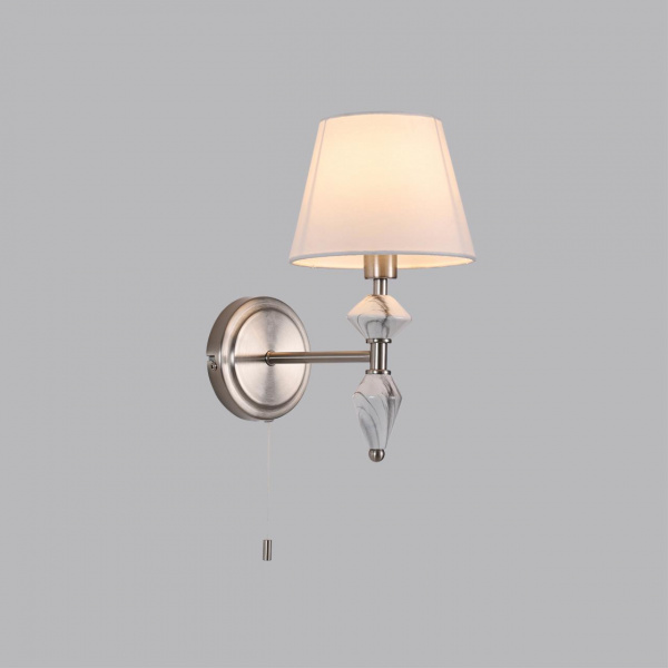 фото Никель/белый/серый, металл/керамика/ткань Бра Е14 1*40W 220V VERMONT CLASSI, арт. 8274/1W